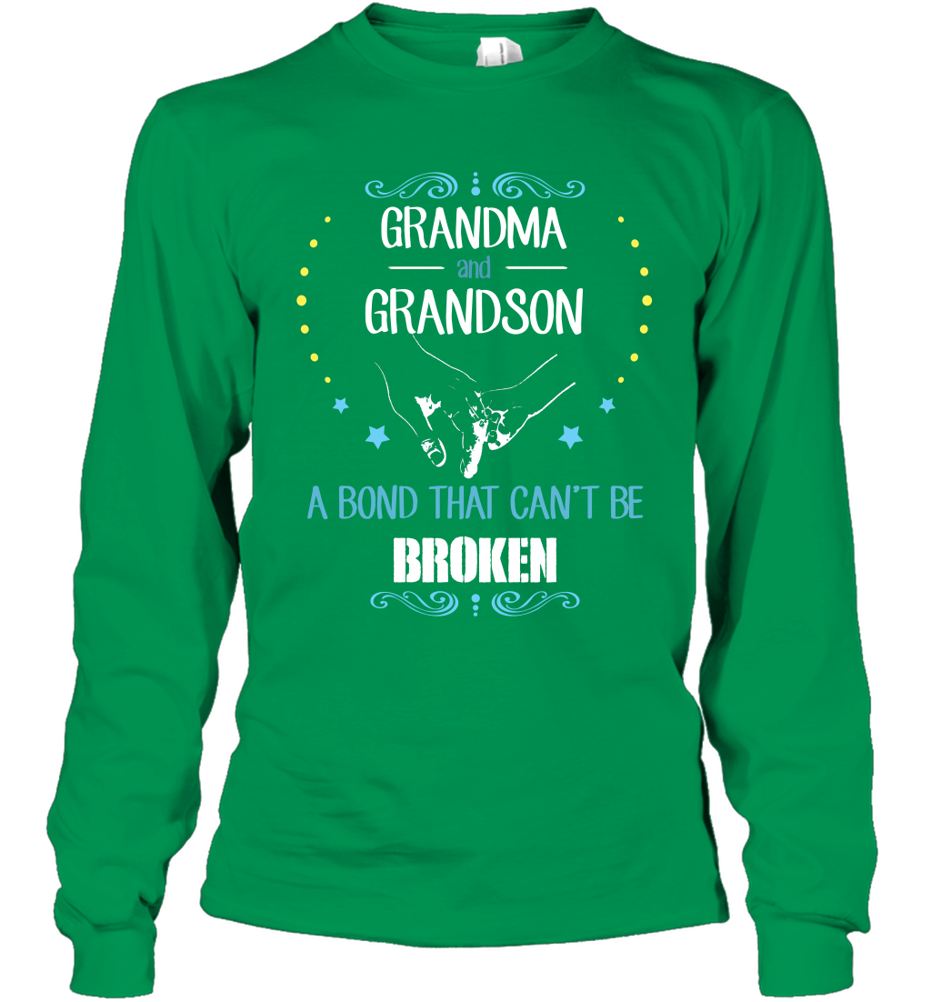 Grandma And Grandson A Bond Cant Be Broken Shirt Long Sleeve T-Shirt Long Sleeve T-Shirt Irish Green