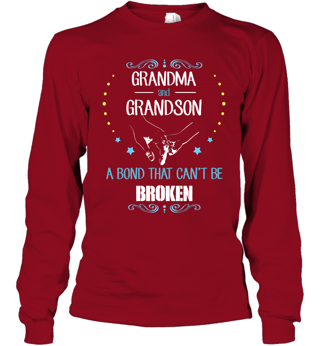 Grandma And Grandson A Bond Cant Be Broken Shirt Long Sleeve T-Shirt Long Sleeve T-Shirt Cardinal Red