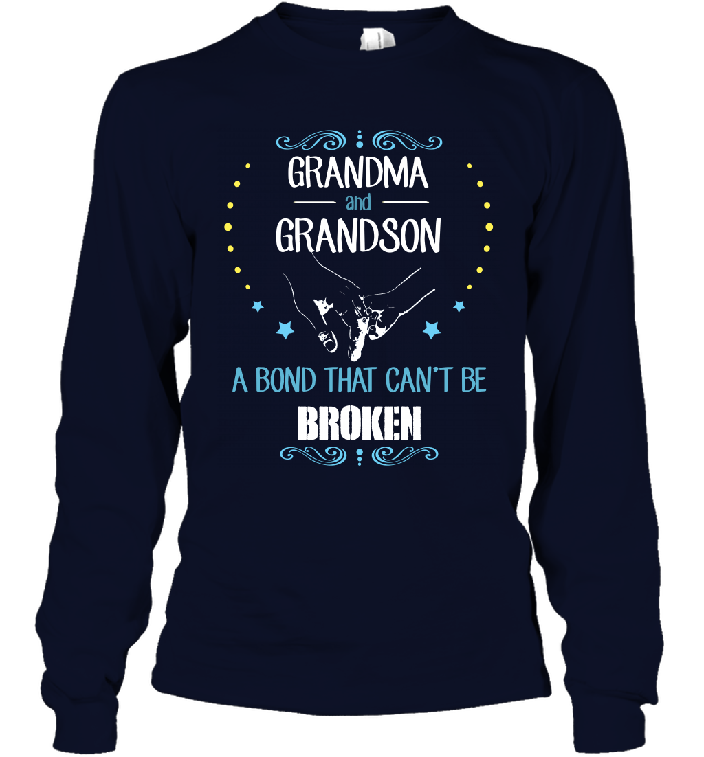 Grandma And Grandson A Bond Cant Be Broken Shirt Long Sleeve T-Shirt Long Sleeve T-Shirt Navy