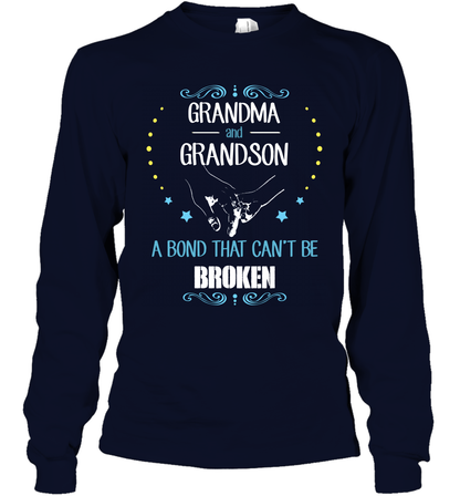 Grandma And Grandson A Bond Cant Be Broken Shirt Long Sleeve T-Shirt Long Sleeve T-Shirt Navy