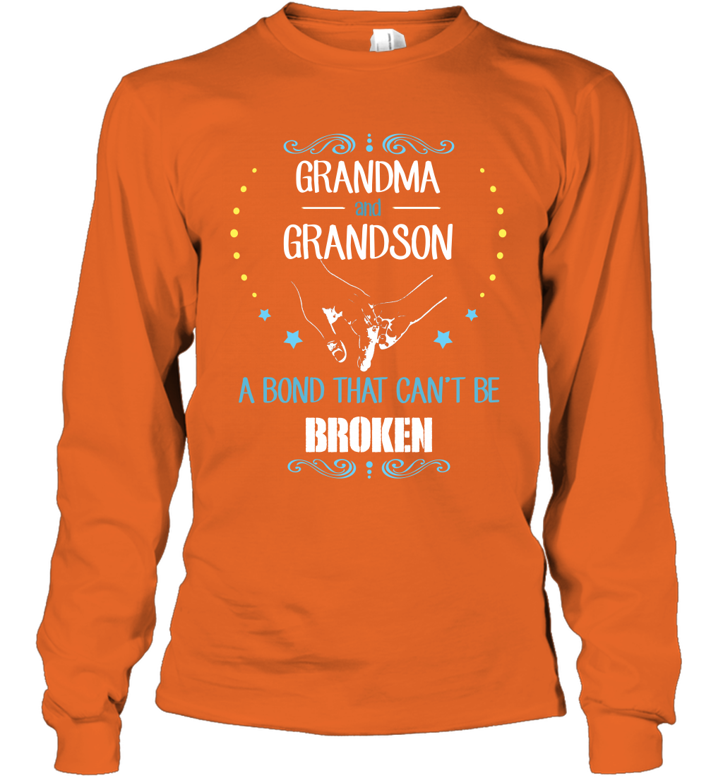 Grandma And Grandson A Bond Cant Be Broken Shirt Long Sleeve T-Shirt Long Sleeve T-Shirt Orange