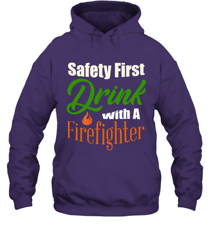 Safety First Drink With A Firefighter Saint Patricks Day Shirt Hoodie Purple
