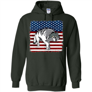 Independence Day T-shirt Grey Wolf On American Flag Patriotic