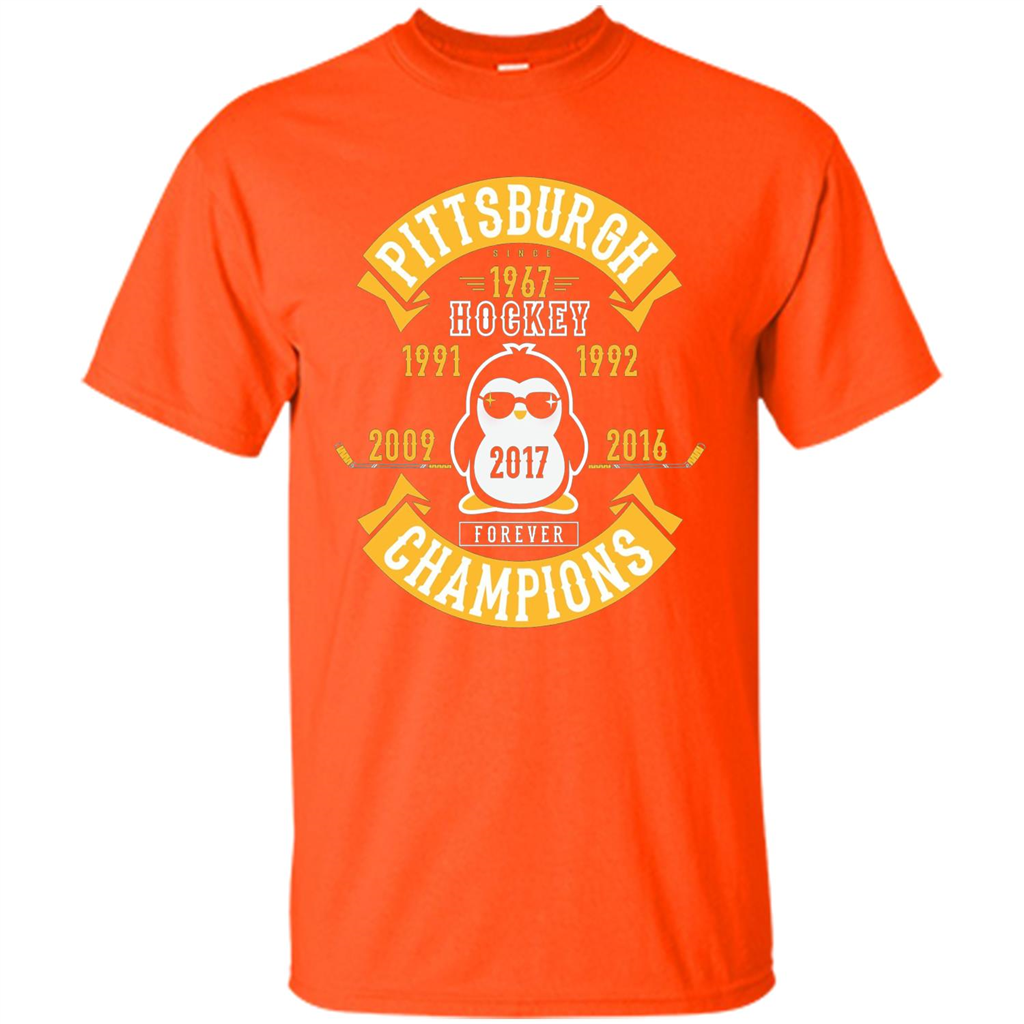 Pittsburgh Hockey 5 Times Cup Champions Cool Penguin T-shirt Orange