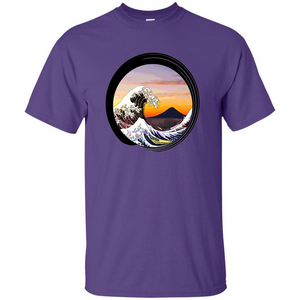 Classic Japanese Zen Art T-shirt, Kanagawa Great Wave Enso