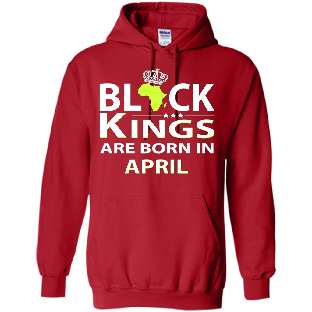 Funny Birthday T-shirt Black Kings Are Born In April Red