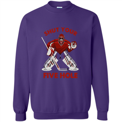 Funny Ice Hockey T-shirt Shut Your Five Hole T-shirt Orange