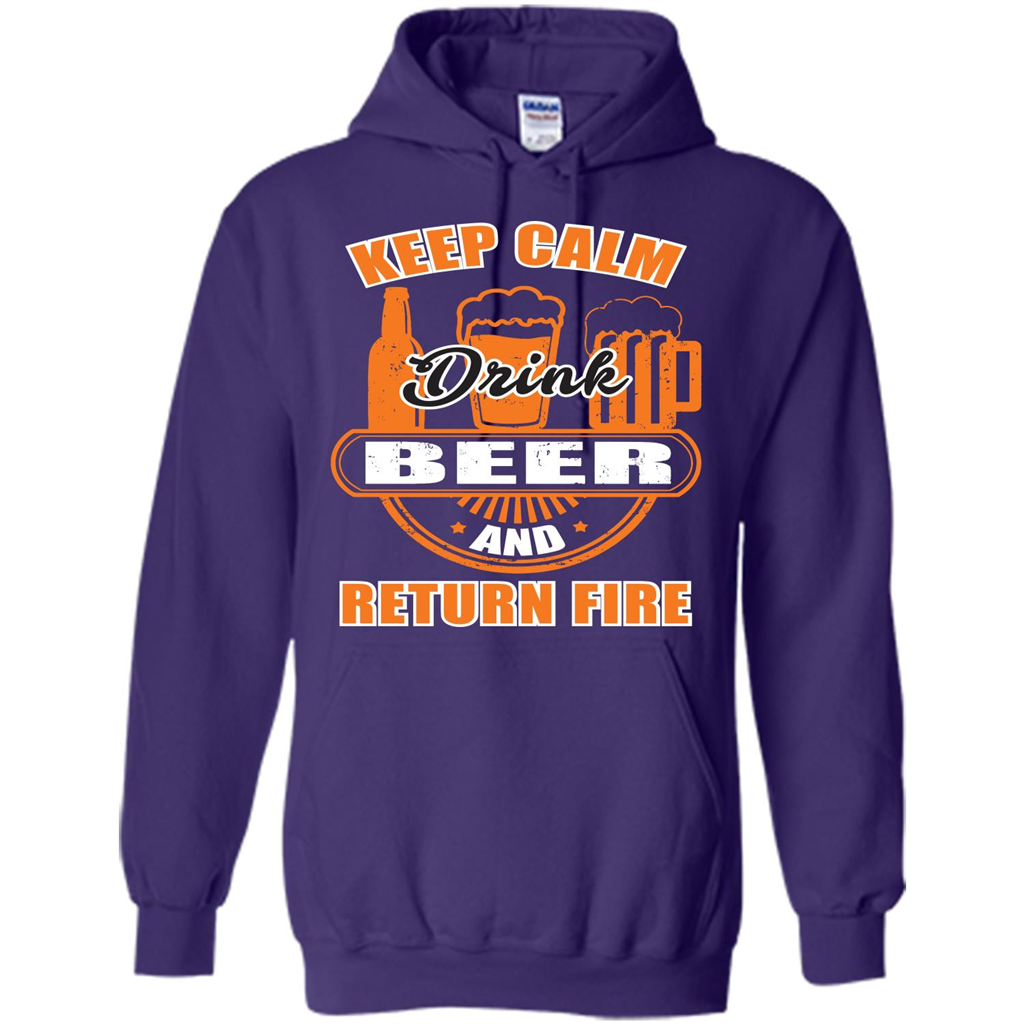 Beer T-shirt Keep Calm Drink Beer And Return Fire Purple