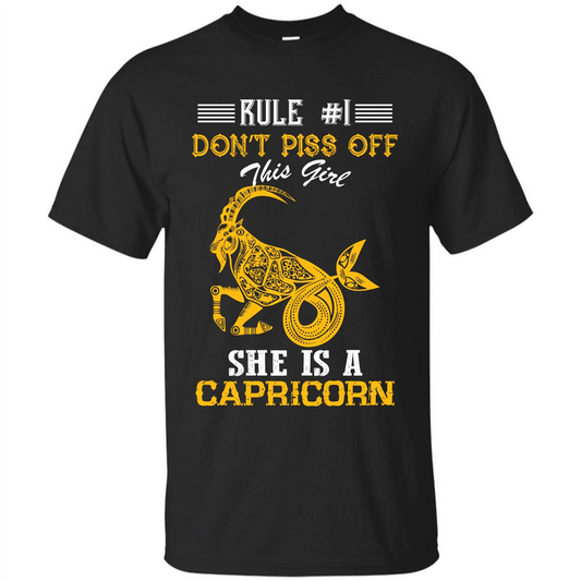 Capricorn T-shirt Rule Dont Piss Off This Girl T-shirt Black