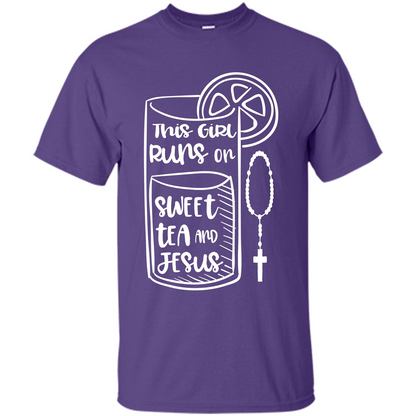 Christian T-shirt This Girl Runs on Sweet Tea and Jesus T-shirt Purple