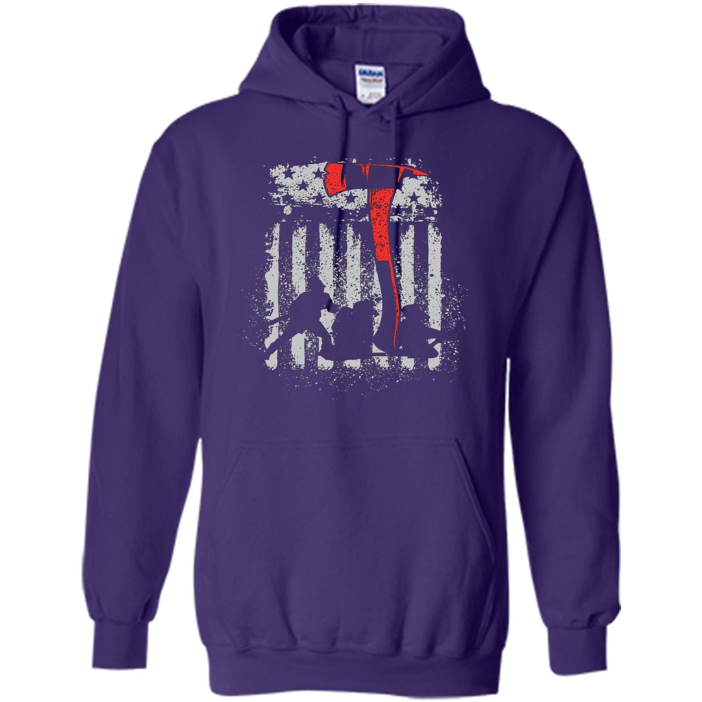 Firefighter With US Flag T-shirt Purple