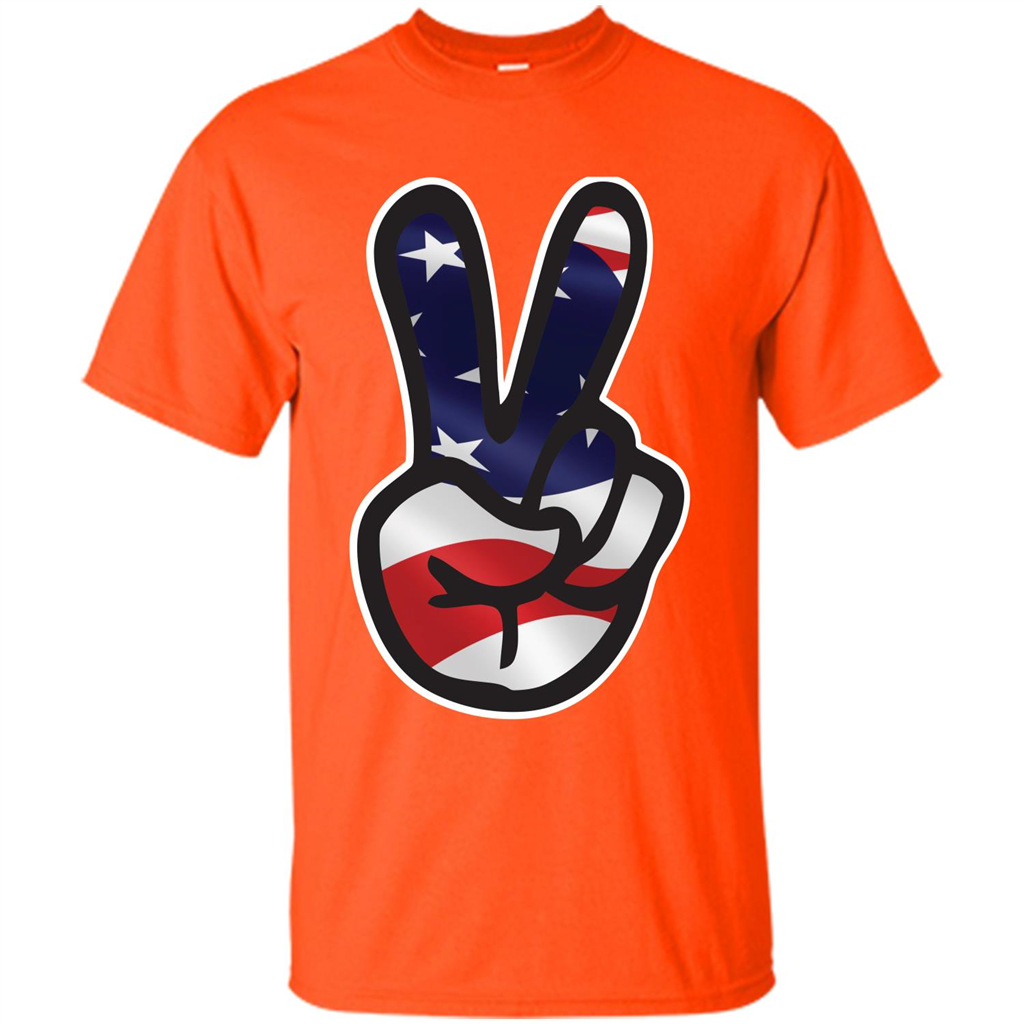 Amreican Flag Peace Guy T-shirt Orange
