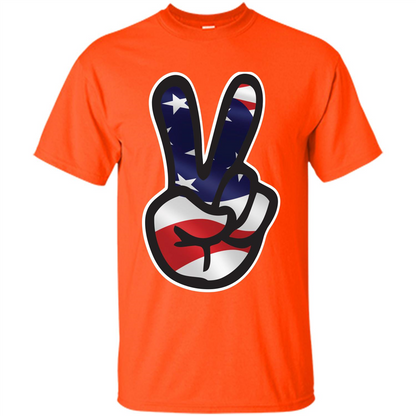 Amreican Flag Peace Guy T-shirt Orange