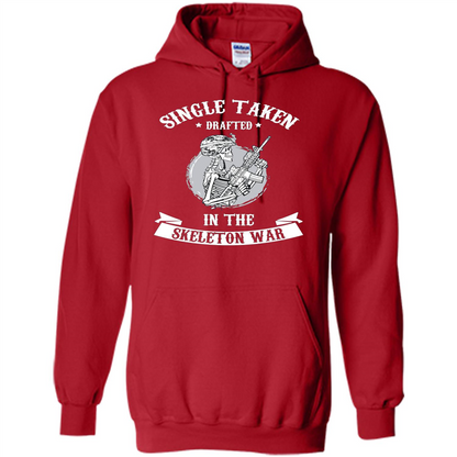 Halloween T-shirt Single Taken Drafted In The Skeleton War Red