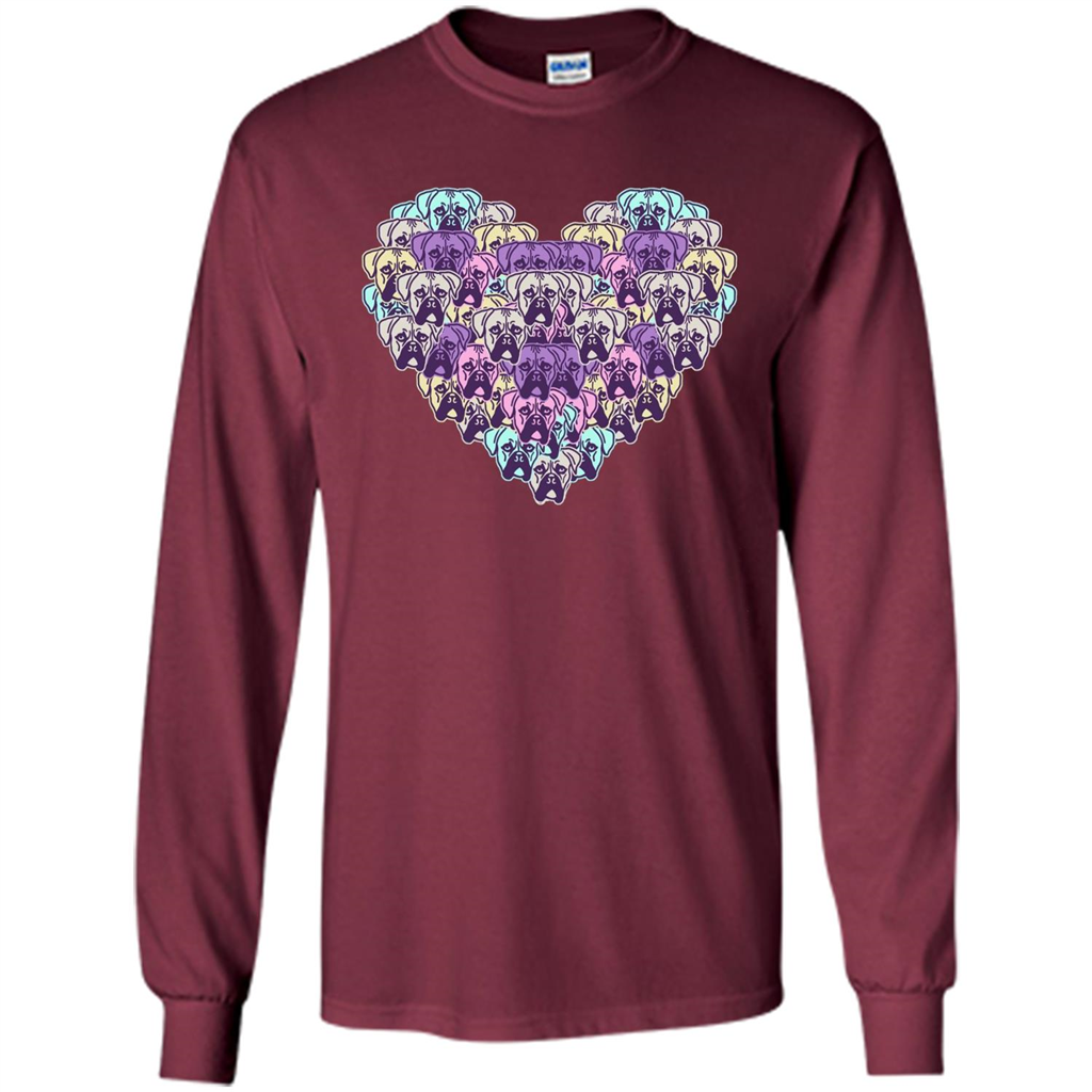 Boxer Dog Heart Mosaic Dog Lover T-shirt Maroon