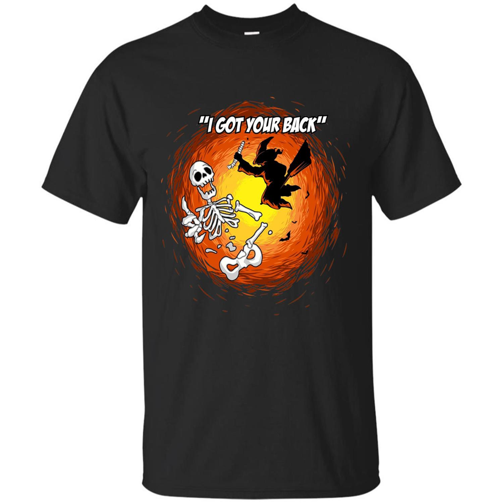 Funny Witch Skeleton Halloween 2017 I Got Your Back T-shirt Black