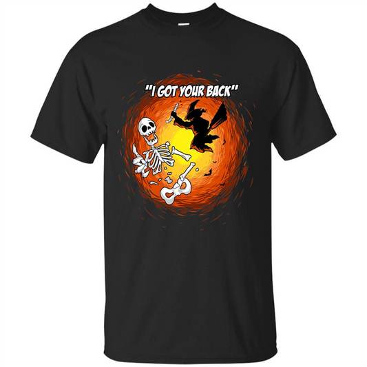 Funny Witch Skeleton Halloween 2017 I Got Your Back T-shirt Black
