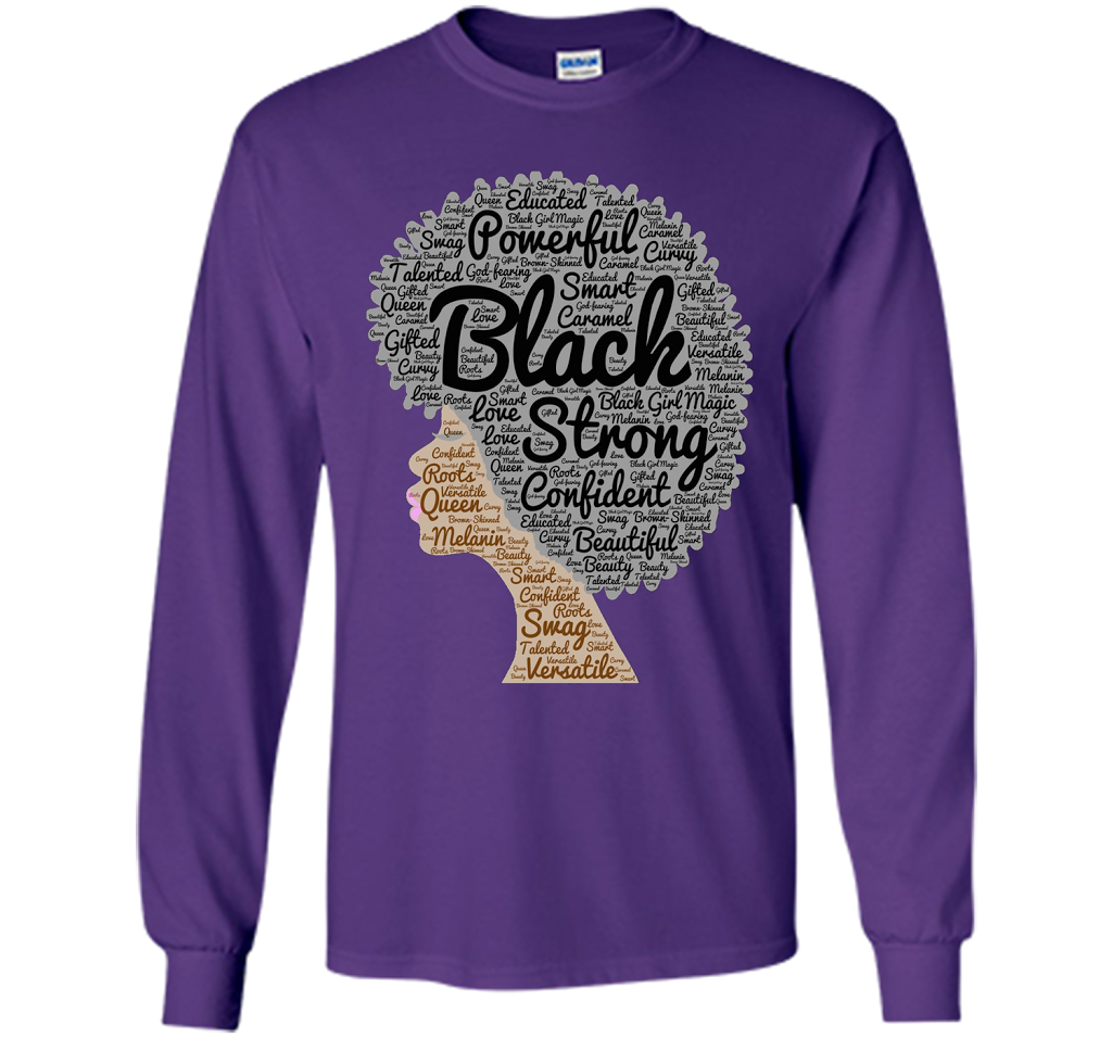 Afro Word Art Natural Hair T-Shirt for Black Women shirt Purple