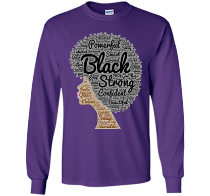 Afro Word Art Natural Hair T-Shirt for Black Women shirt Purple