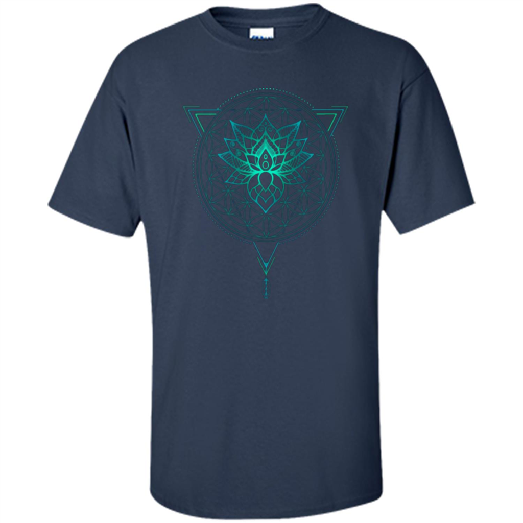 Lotus Flower Of Life T-shirt Mandala in Geometric Triangle Navy