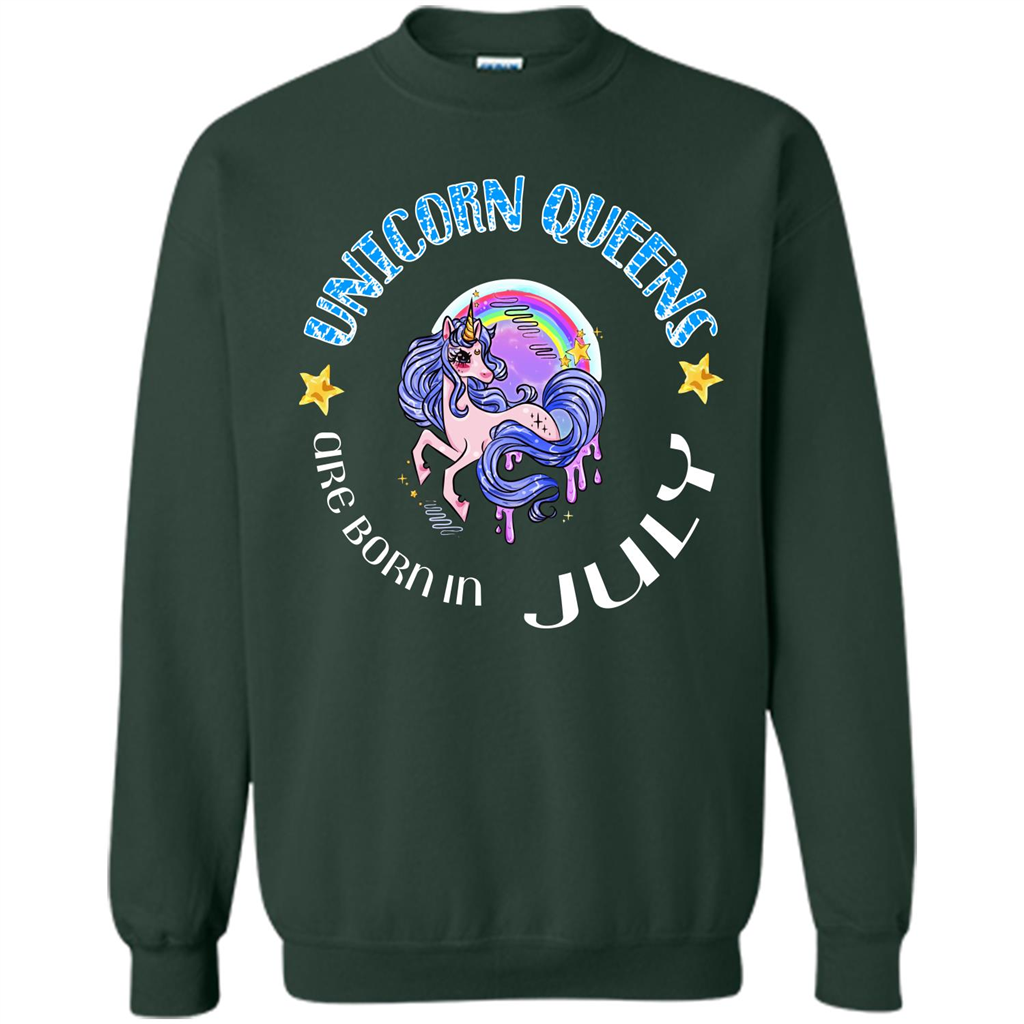 July Unicorn T-shirt Unicorn Queens Are Born July Forest Green