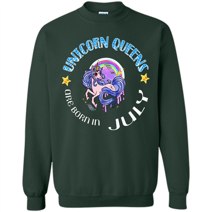 July Unicorn T-shirt Unicorn Queens Are Born July Forest Green