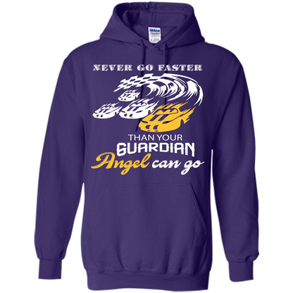 Never Go Faster Than Your Guardian Angel Can Go T-shirt Purple