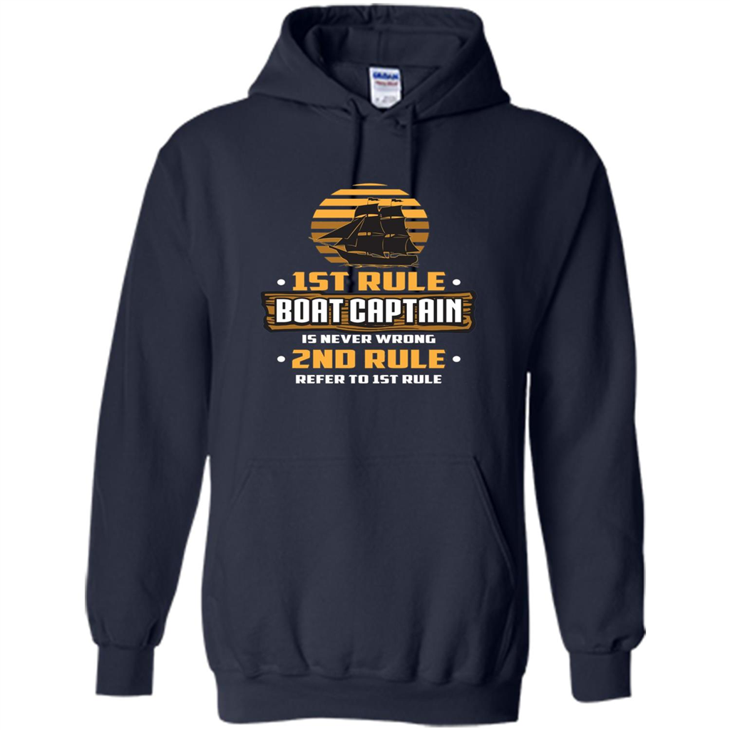 Funny Boat Captain Rules T-shirt Boat Captain Is Never Wrong Navy