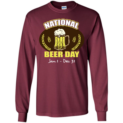 Beer T-shirt National Beer Day Jan1-Dec 31 Maroon