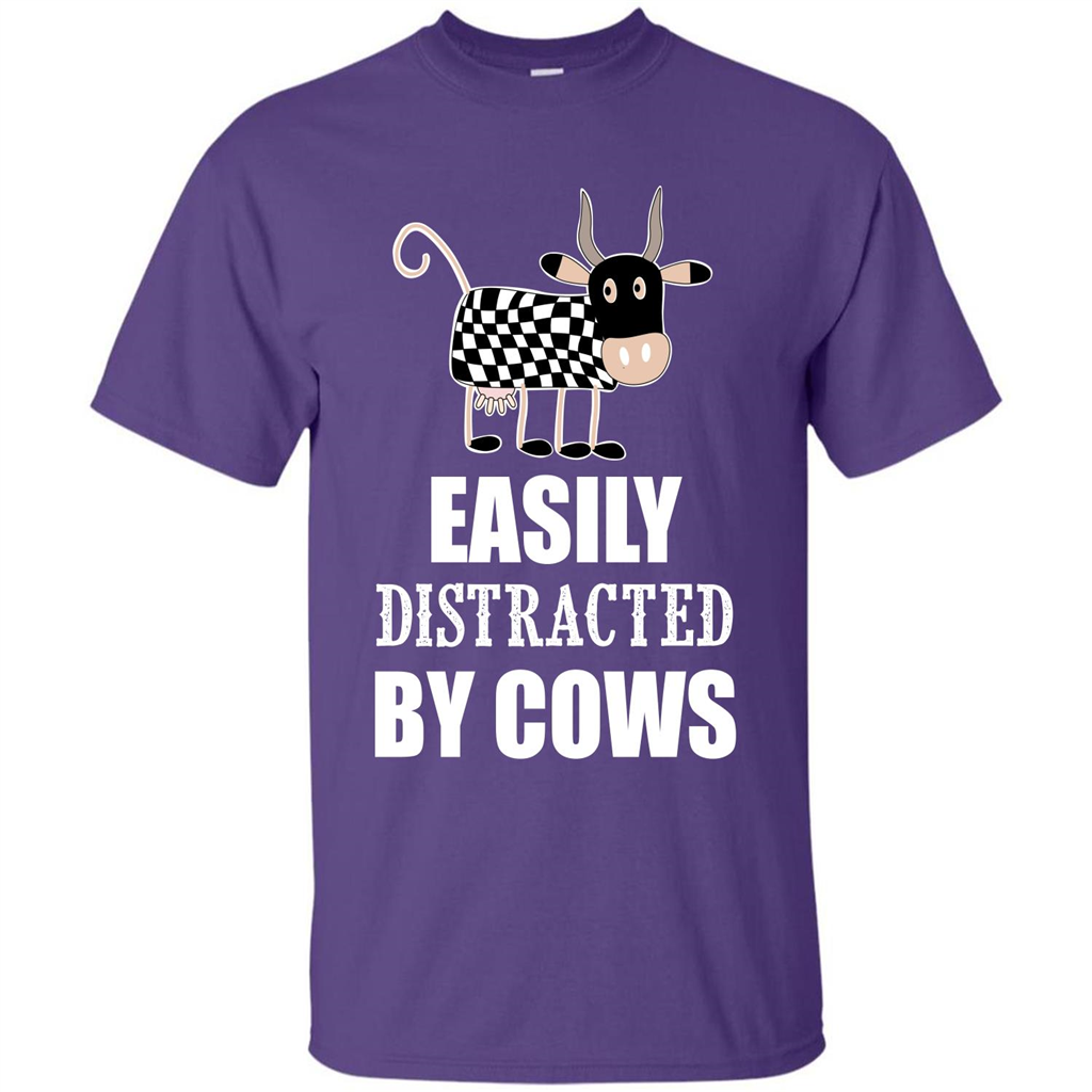 Cow T-shirt Easily Distracted By Cows T-shirt Purple