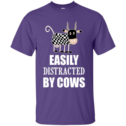 Cow T-shirt Easily Distracted By Cows T-shirt Purple