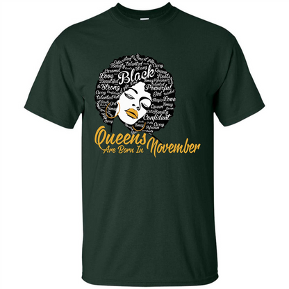 Queen Are Born In November T-shirt Forest Green