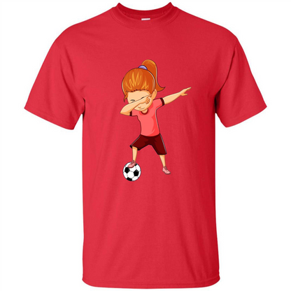 Soccer T-shirt For Girls Funny Dabbing Dab Dance Soccer Ball Red