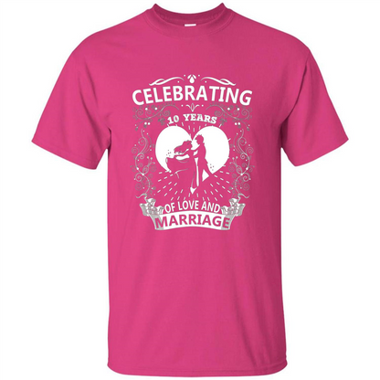 Celebrating 10 Years Wedding Anniversary Tshirt Heliconia