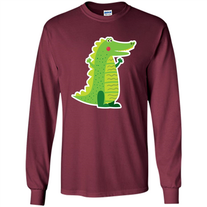 Cute Smiling Crocodile Animal Lover T-shirt Maroon