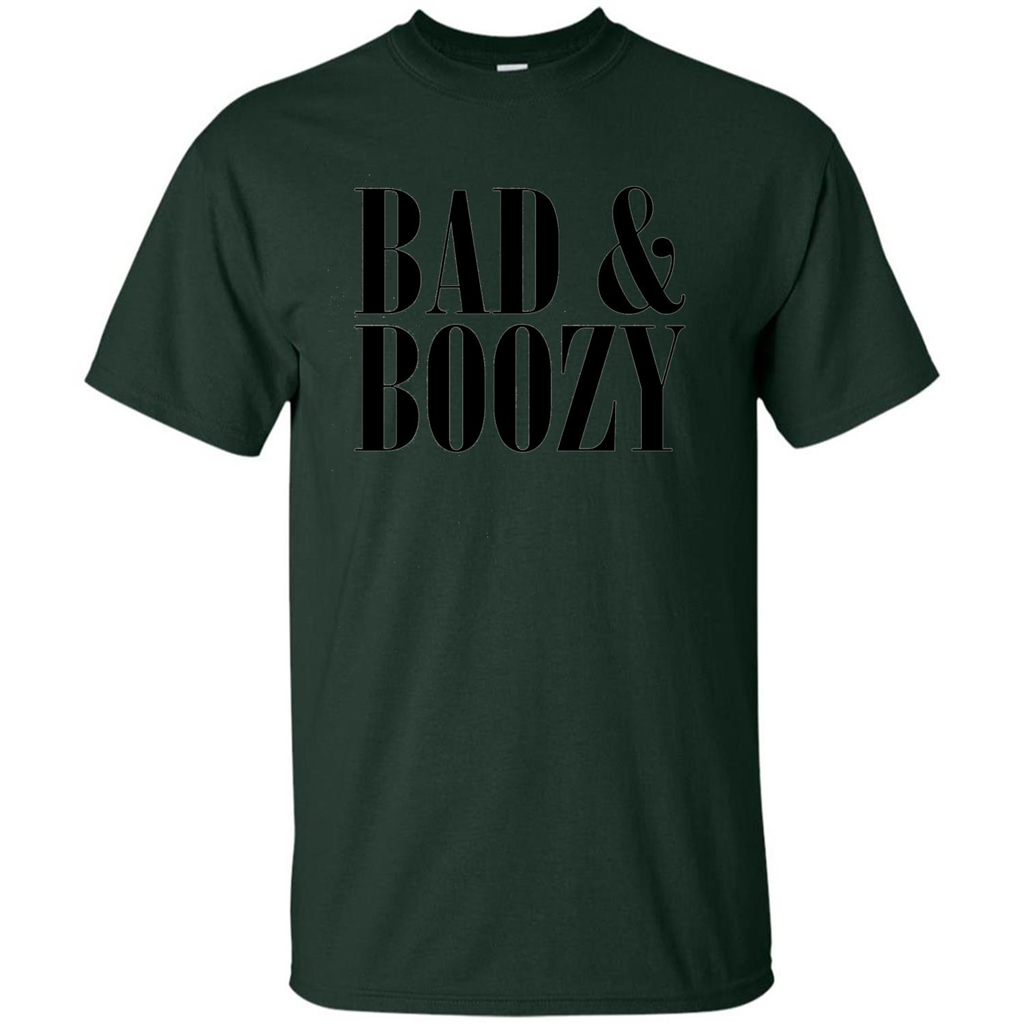 Bad And Boozy T-shirt Summer Beer Funny T-shirt Forest Green
