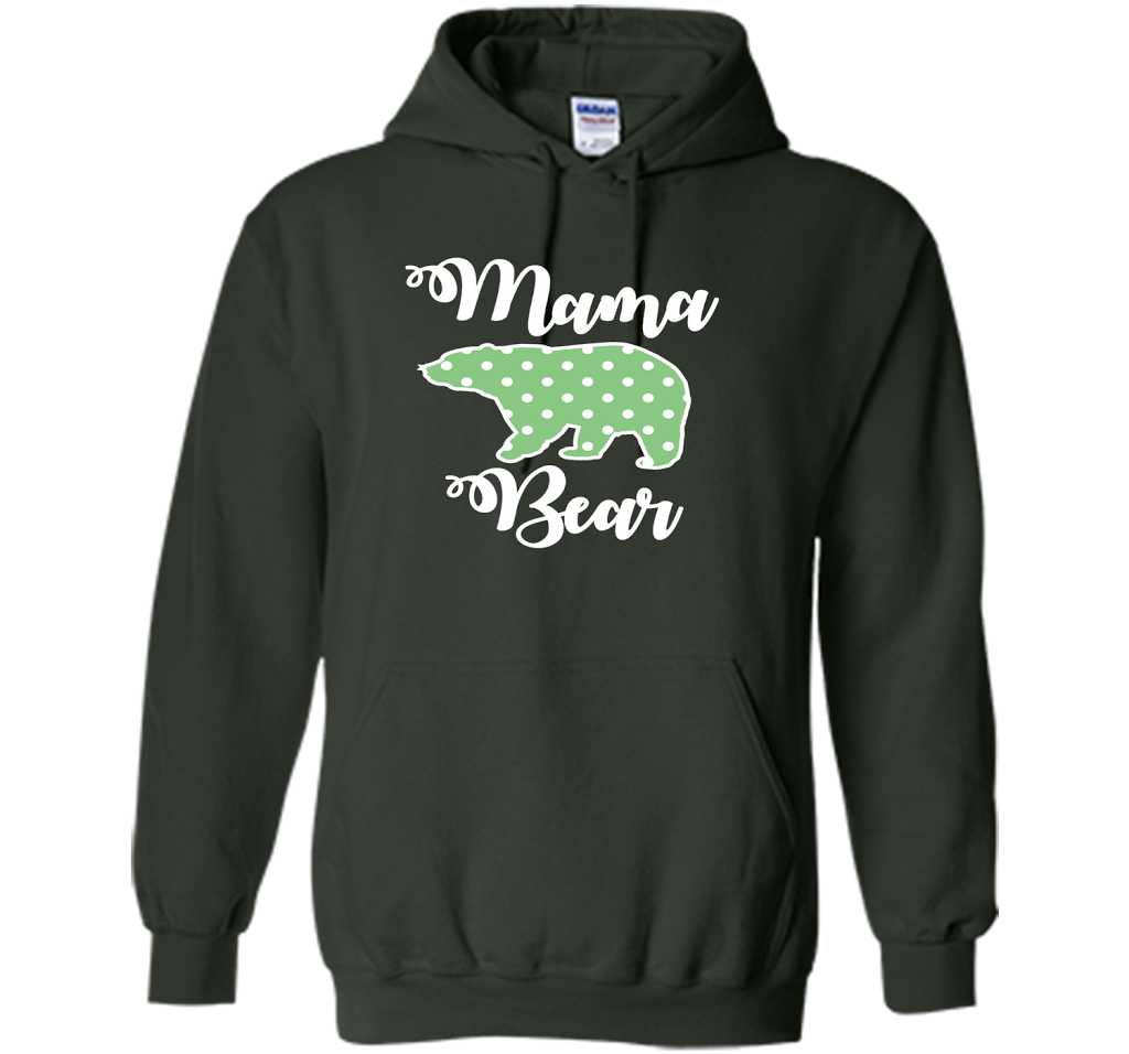Women's Mama Bear T-Shirt | Mama Bear Polka Dot Shirt shirt Forest Green