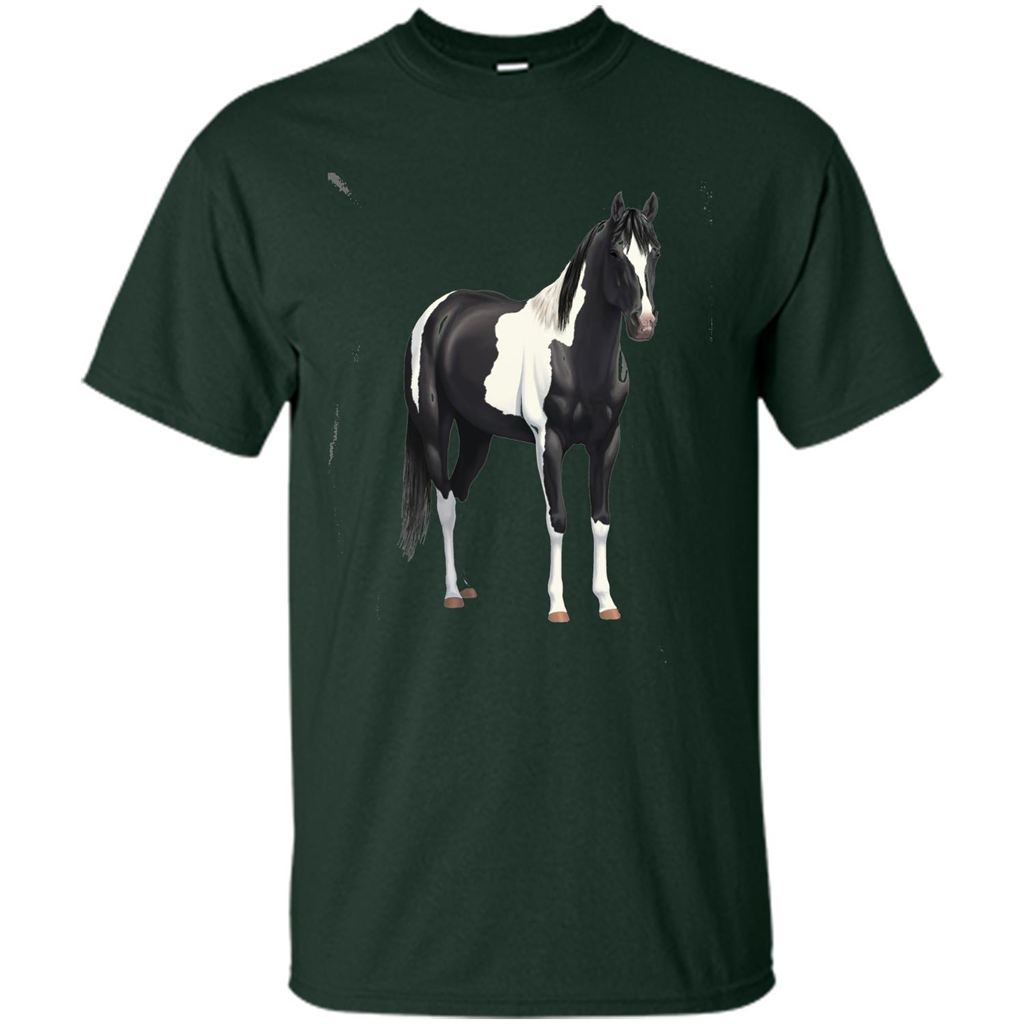Beautiful Black Horse T-shirt Forest Green