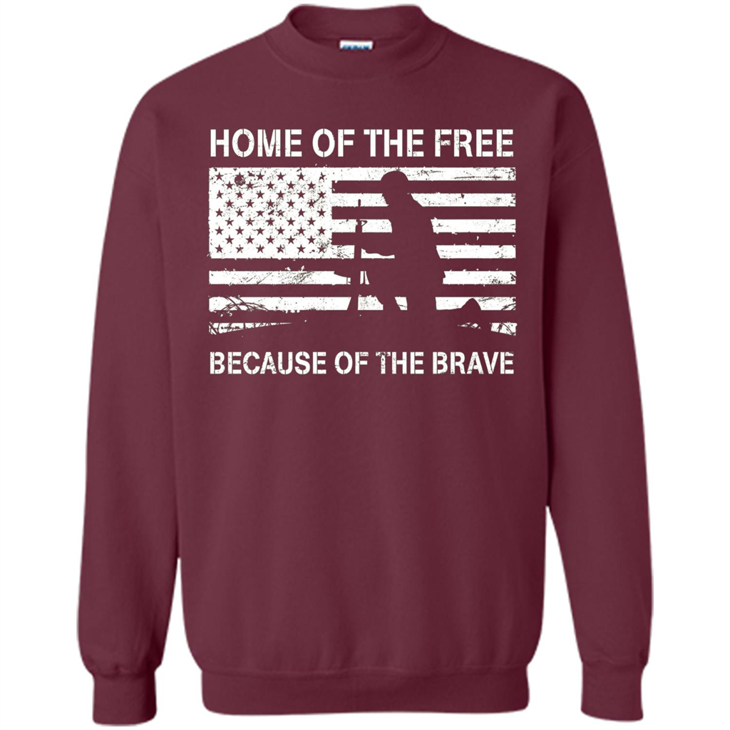 Military T-shirt Home Of The Free Because Of The Brave Maroon