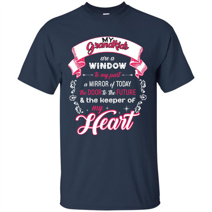 Grandparent T-shirt My Grandkids Are A Window To My Past A Mirror Navy