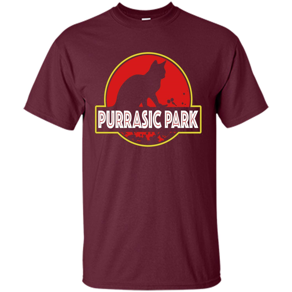 Funny Kitty Cat Graphic T-shirt Purrasic Park Cat T-Shirt Maroon