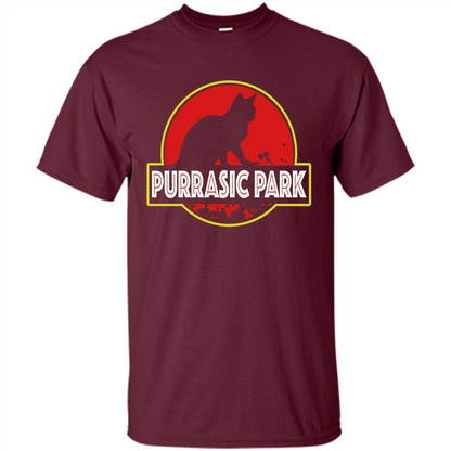 Funny Kitty Cat Graphic T-shirt Purrasic Park Cat T-Shirt Maroon