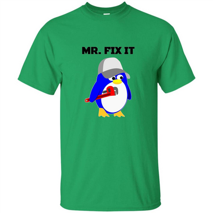 Mr. Fix it Penguin T-shirt Irish Green