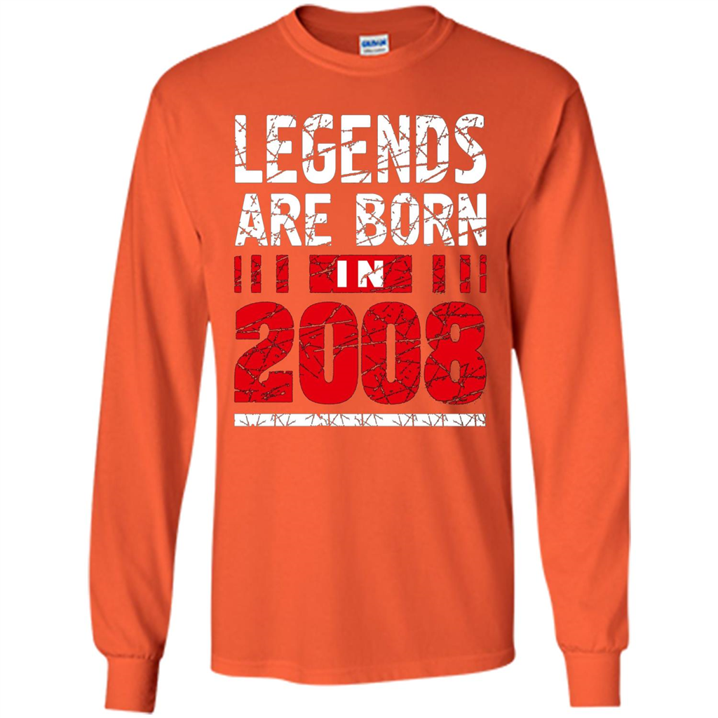 Birthday Gift T-shirt Legends Are Born In 2008 T-shirt Orange