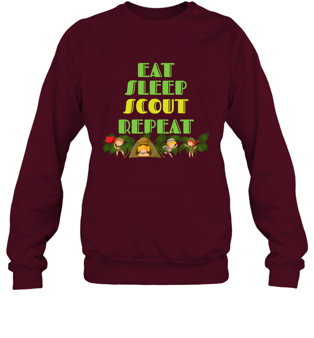 Eat Sleep Scout Repeat Shirt Sweatshirt Sweatshirt Maroon