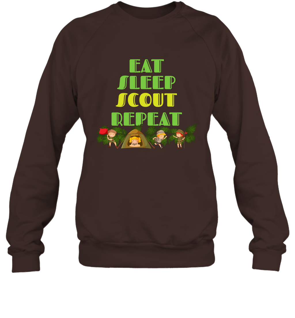 Eat Sleep Scout Repeat Shirt Sweatshirt Sweatshirt Dark Chocolate