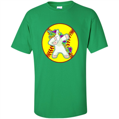 Unicorn Dabbing Softball T-shirt Irish Green