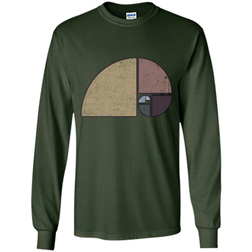 Distressed Geometric Fibonacci Spiral T-sihrt Forest Green