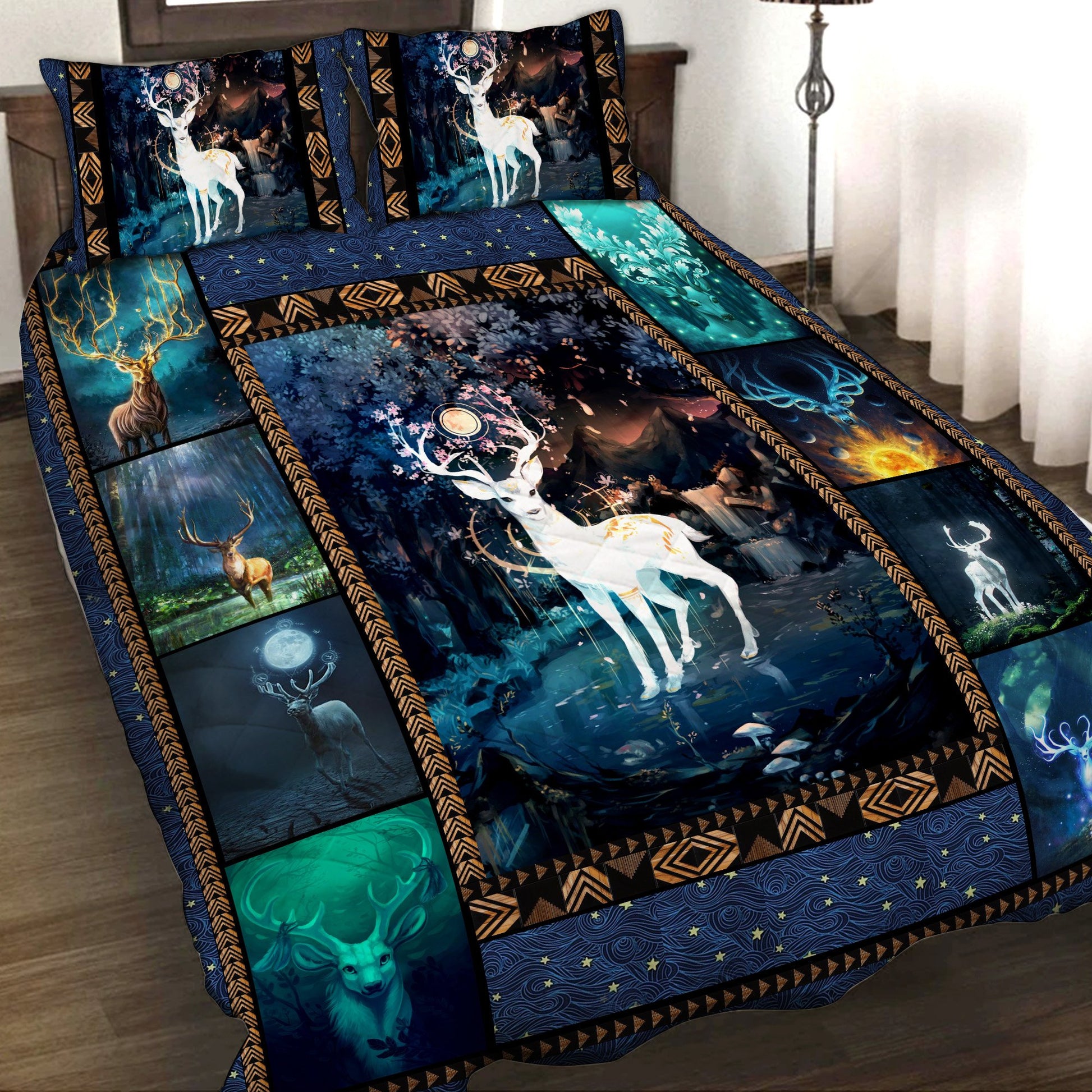 Aesthetic Deer In The Jungle 3D Quilt Bed Set Quilt Set