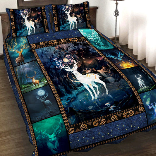 Aesthetic Deer In The Jungle 3D Quilt Bed Set Quilt Set